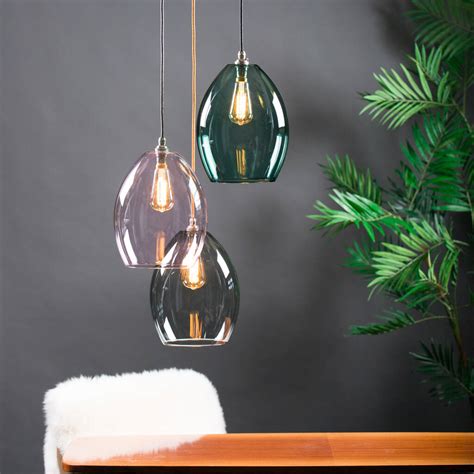 bertie large coloured glass three way cluster light by glow lighting