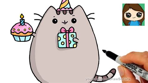 How To Draw Happy Birthday Pusheen Cat Youtube