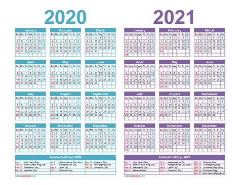 2020 And 2021 Monthly Calendar Free Letter Templates Riset