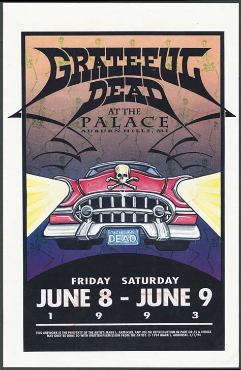 Lot Detail Grateful Dead 1993 Palace Auburn Hills Concert Poster Artwork