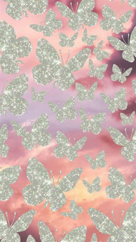 Glitter Butterflies Wallpaper In 2020 Butterfly Wallpaper Pretty