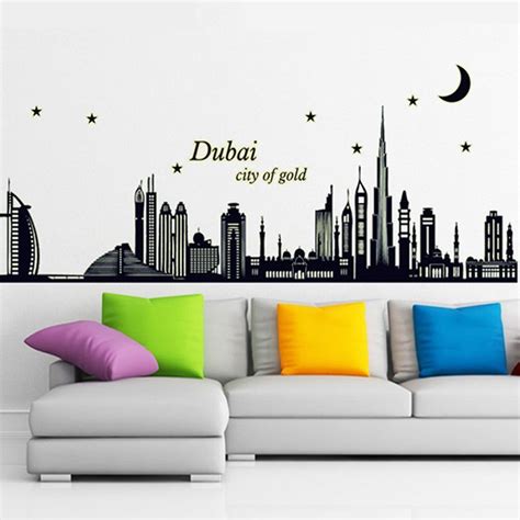 Fangeplustm Diy Removable Dubai City Night View Luminous Art Mural