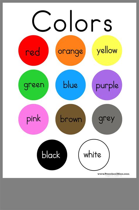 Color Chart For Kindergarten