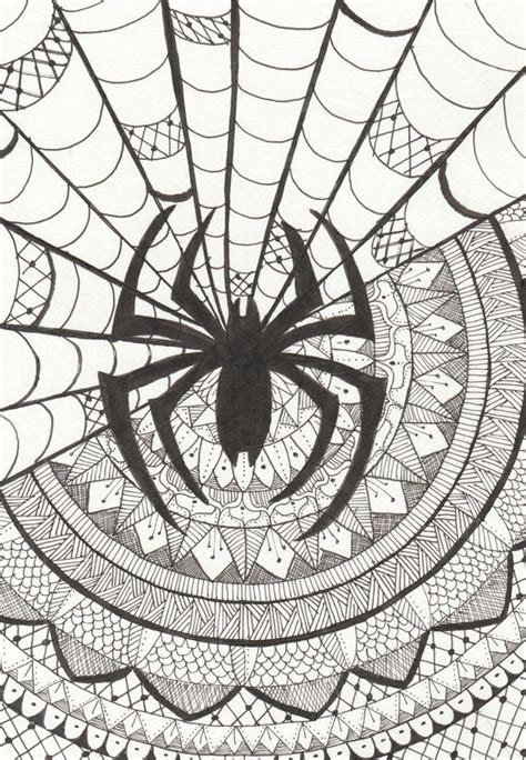 Spiderman Mandala, Black and White Print | Mandala art, Mandalas arte