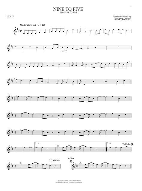 Dolly Parton Nine To Five Sheet Music Pdf Notes Chords Country