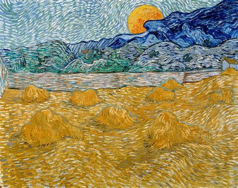 Landscape With Wheat Sheaves And Rising Moon Painting By Vincent Van