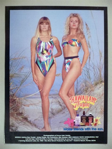 Hawaiian Tropic Tan Lotion Print Ad 1988 ~ Swimsuit Vintage Swimwear 80s Swim Vintage Bikini