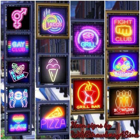 Neon Signs Recolor The Sims 4 Wildstrawberry4sims Sims 4 Sims