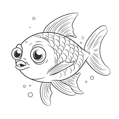 dibujos animados de peces dorados para colorear para niños dibujo de boceto de esquema vector