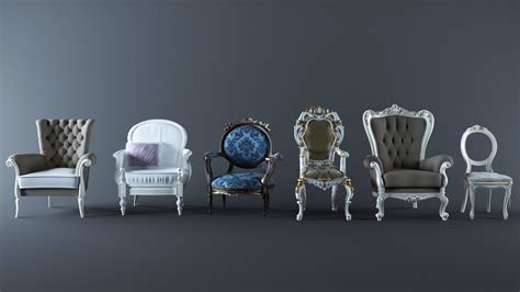 6 Classic Armchairs Free 3d Model Cgtrader