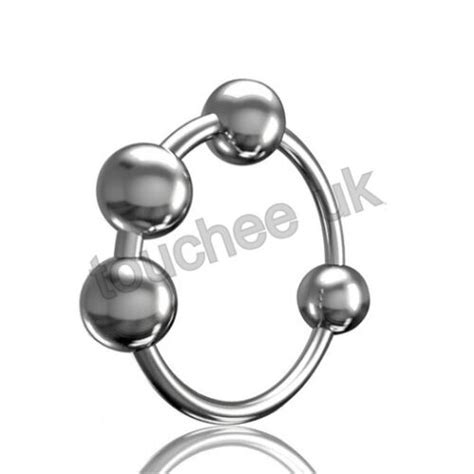 Glans Ring With 4 Moveable Ball For Penis Head Glans Plug Ring For