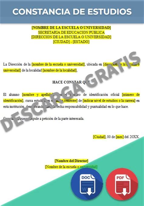 Constancia De Estudios 【 Ejemplos Y Formatos 】word Pdf