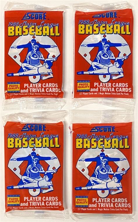 Score 1988 Major League Baseball 4 Pack Bundle 17 Player Cards And 1