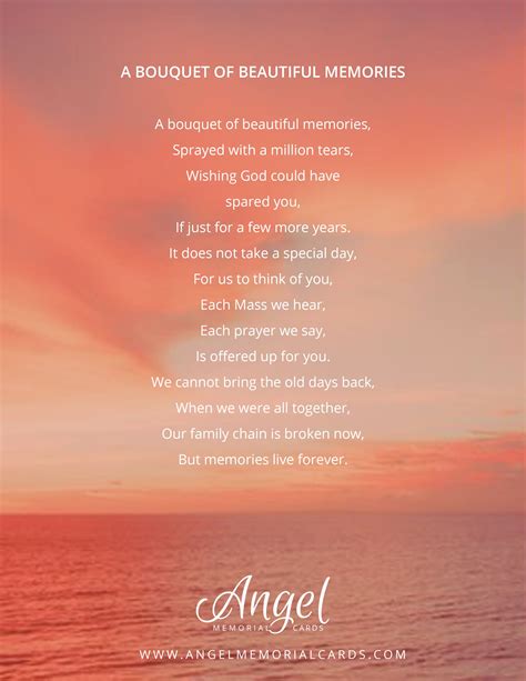 a bouquet of beautiful memories funeral memory poem for memorial cards memorialcards