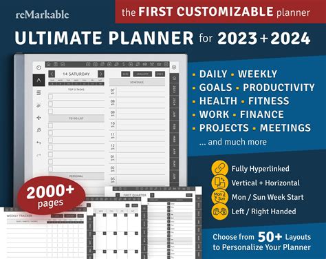 2023 2024 Remarkable 2 Ultimate Planner Hyperlinked Digital Etsy