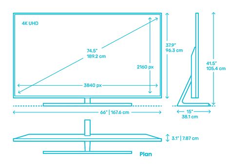 Tcl 8 Series Roku Smart Tv 75” Dimensions And Drawings