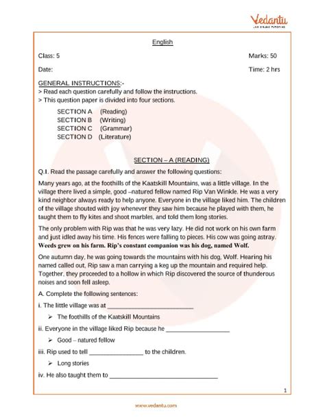 Paper 2 writers' viewpoints and perspectives mark scheme 8700 version 3. CBSE Sample Paper for Class 5 English with Solutions ...