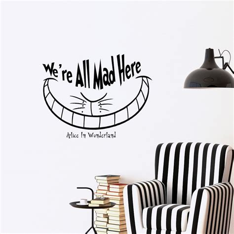 Alice In Wonderland Wall Decal Quote We Are All Mad Here Etsy