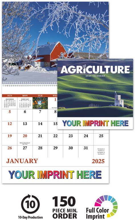 2024 Agriculture Calendar 11 X 19 Imprinted Spiral Bound Drop Ad