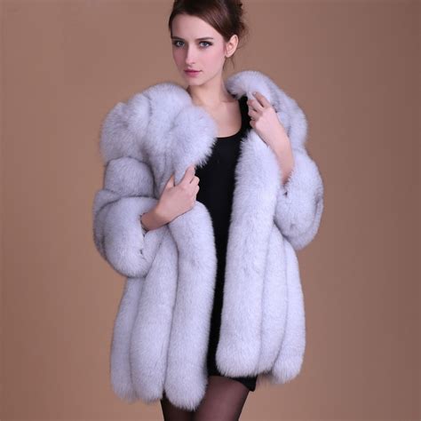 2016 new elegant faux fox fur coat women fluffy warm long sleeve female outwear chic autumn