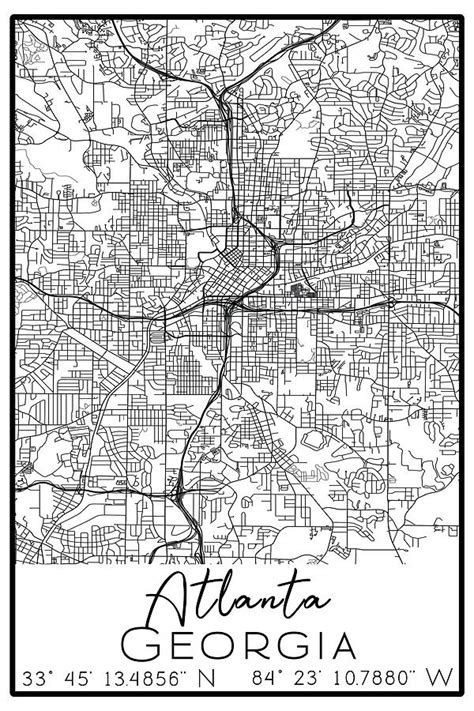City Map Of Atlanta Digital Art By Map Guru Fine Art America