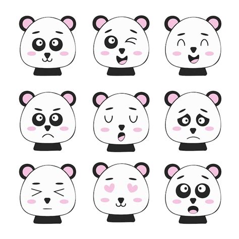 Premium Vector Panda Bear Emotion Icons Set Cute Pandas With Various