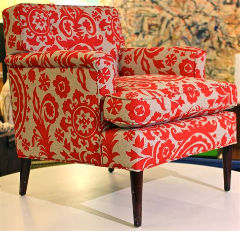 Patterned Chairs Red Floral Patterned Chair Mid Century Modern