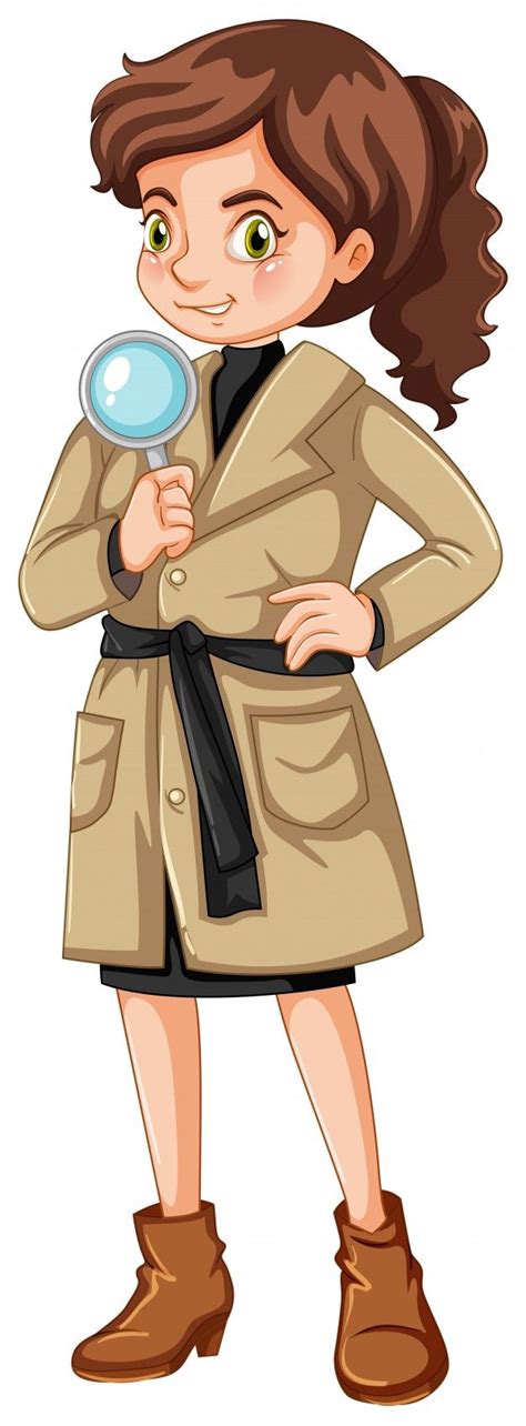 Free Vector Female Detective With Magnifying Glass Detetive