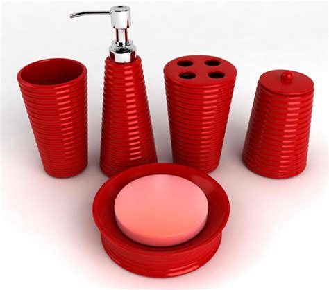 Red mosaic bathroom set 6 pc. 20 Fascinating Red Bathroom Accessories | Home Design Lover