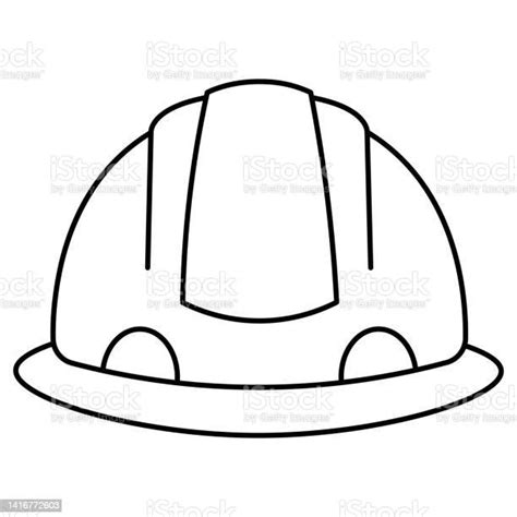 Construction Helmet Line Art Icon Design Template Vector Illustration