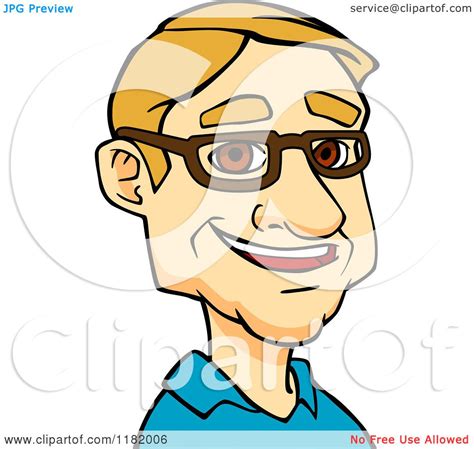 Cartoon Of A Happy Blond Man With Glasses Royalty Free