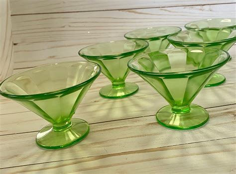 Green Depression Glass Sherbets Optic Panel Federal Cone Shape Etsy
