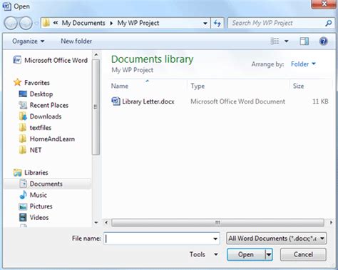 Learn Ms Word Opening Microsoft Word Documents