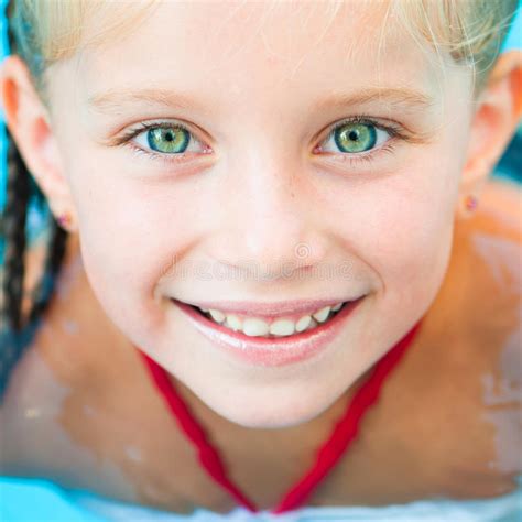 Pretty Little Girl In Swimming Stock Photo Image Of