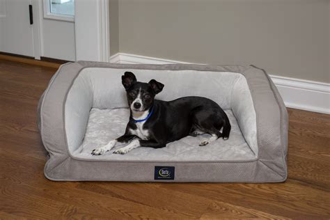 Serta Quilted Orthopedic Bolster Dog Bed Wremovable Cover Gray Large
