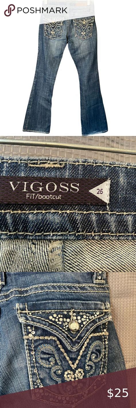 Vigoss Gemstone Flap Pocket Bootcut Jeans 35 Bootcut Jeans Bootcut