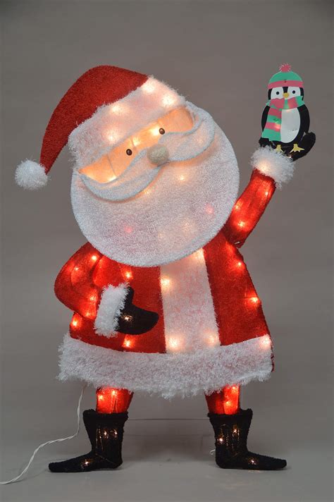 Productworks 32 Inch Pre Lit Candy Cane Lane Santa Claus Christmas Yard