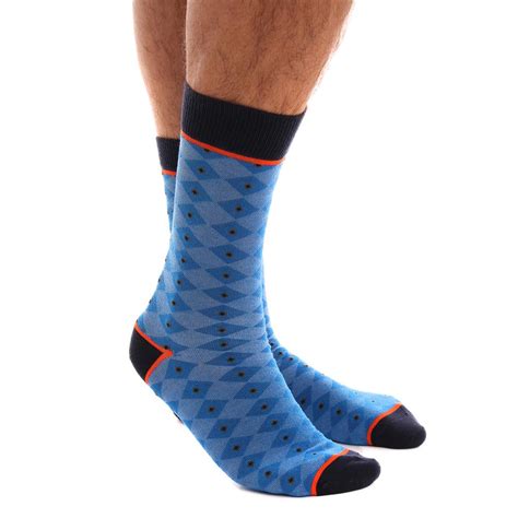 Blue Black Dots Mens Colorful Crew Socks Premium Cotton Fun Socks With Soft Elastic 3 Pack