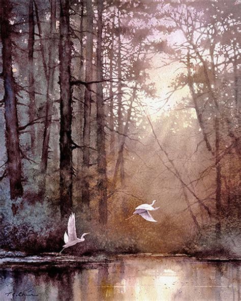 Wildlife Art Print Of Watercolor Painting Birds Egrets Etsy
