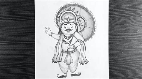 Maveli Drawing For Onam Festival How To Draw Maveli Drawing