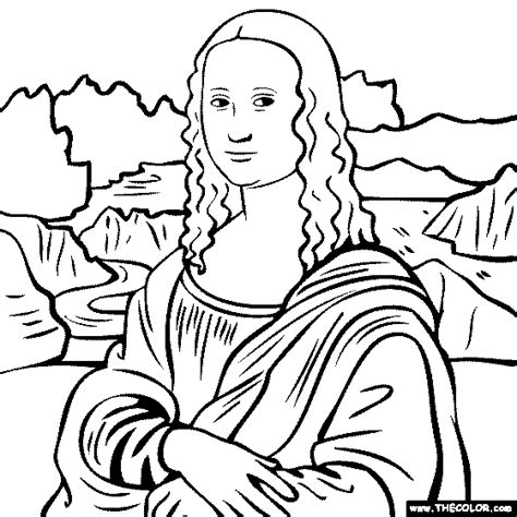 Free Coloring Page Of Leonardo Da Vinci Painting The Mona Lisa