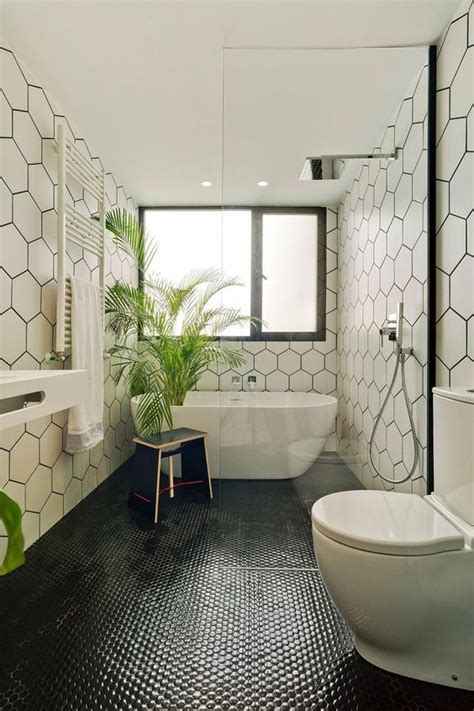 A Cool And Modern Wet Room Interior Design Decorated In Monochrome