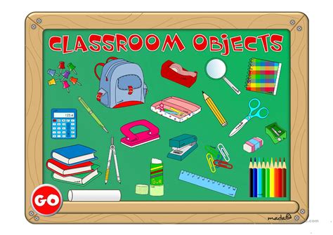 Maybe you would like to learn more about one of these? Classroom objects - GAME worksheet - Free ESL projectable ...