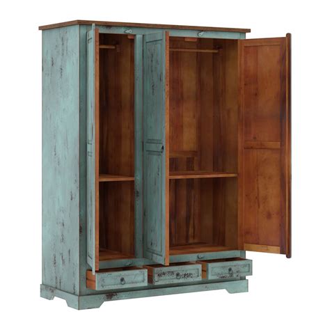 scranton ocean blue two tone farmhouse solid wood large wardrobe armoire