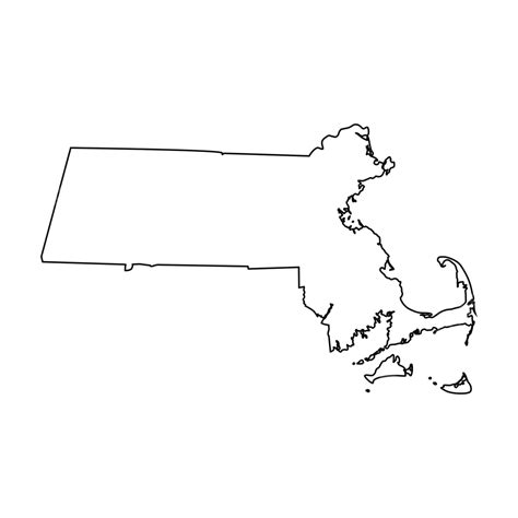 Massachusetts Ma State Border Usa Map Outline Map Massachusetts