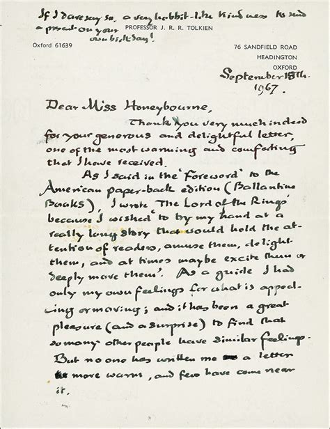 Rare Tolkien Letter On Lord Of The Rings Origins On Auction