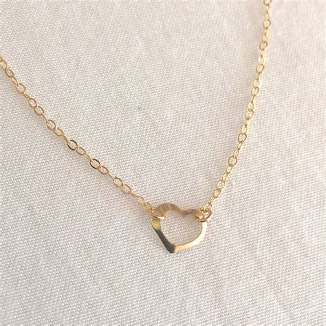 Gold Dainty Heart Necklace Delicate Heart Necklace Little Etsy