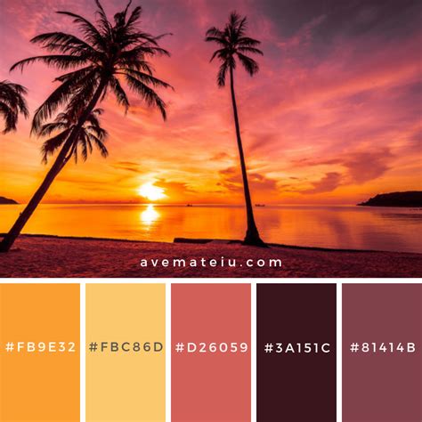 Color Palettes Archive Ave Mateiu Sunset Color Palette Beach Color