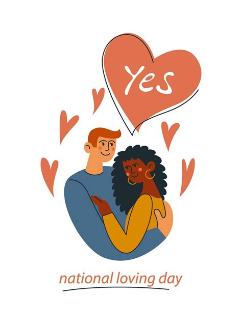Interracial Marriage Of People National Loving Day A White Man Hugs A
