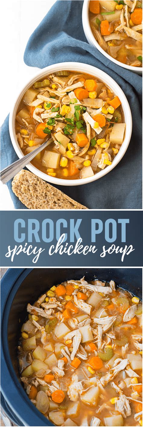 Great for a cold winter day! Crock Pot Spicy Chicken Soup Recipe - Easy Spicy Chicken Stew